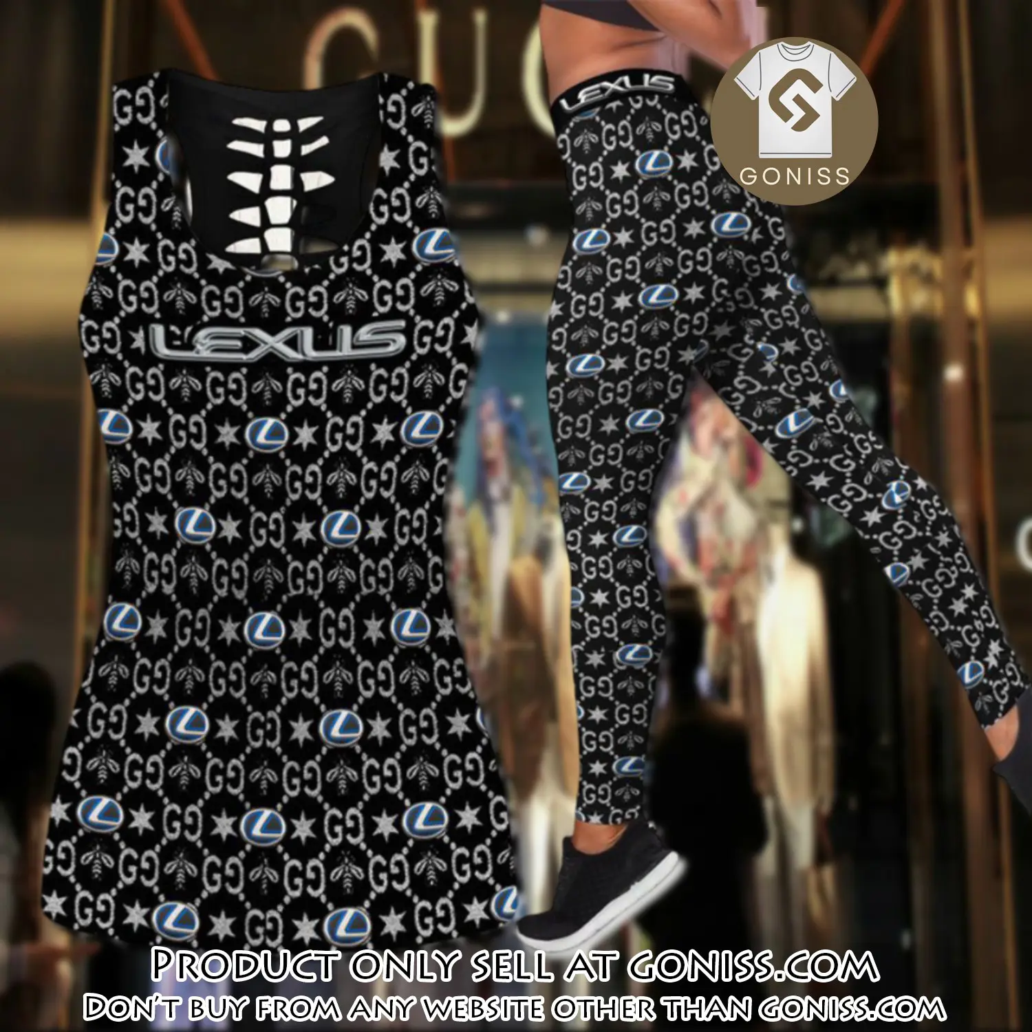 Gucci lexus tank top leggings set luxury brand for women yoga gym ydk gn0445018